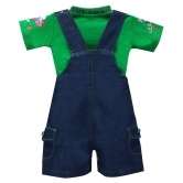 Zadmus Unisex Top and Dungaree Set Denim, Green  - 0-6 Months