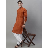 Jompers Men Brown Chikan Kurta Only-XXL / Brown