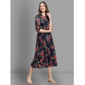 Fabflee - Navy Georgette Womens Fit & Flare Dress ( Pack of 1 ) - None