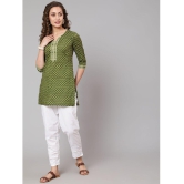 Antaran Cotton Printed Straight Womens Kurti - Green ( Pack of 1 ) - None