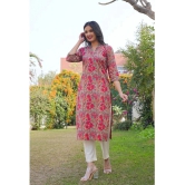 Vbuyz Cotton Printed Straight Womens Kurti - Pink ( Pack of 1 ) - None