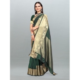 Om Shantam Sarees - Green Organza Saree With Blouse Piece ( Pack of 1 ) - Green