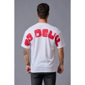 Go Devil (in Red) Printed White Oversized T-Shirt for Men L