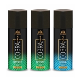 ST.JOHN Cobra Sport 150ml*2 & Cool 150ml Deodorant Spray for Men (450ml) Pack of 3