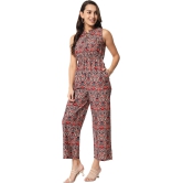 ALL WAYS YOU Women jumpsuit Poly Crepe fabric with Sleeveless & Tie-up Neck Multicolor XL