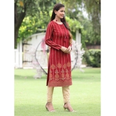 Juniper Acrylic Embroidered Straight Womens Kurti - Maroon ( Pack of 1 ) - None