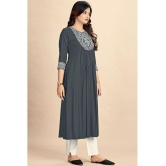 Glomee Rayon Embroidered Flared Women's Kurti - Grey ( Pack of 1 ) - None