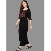 Janasya Rayon Embroidered A-line Womens Kurti - Black ( Pack of 1 ) - None