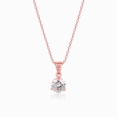 Rose Gold Classic Zircon Pendant with Link Chain