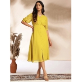 Janasya Chiffon Self Design Midi Womens A-line Dress - Mustard ( Pack of 1 ) - None