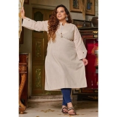 PrettyPlus by Desinoor.com Cotton Blend Solid Straight Womens Kurti - Off White ( Pack of 1 ) - None