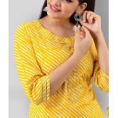 Lee Moda - Yellow Cotton Blend Womens Straight Kurti - XL