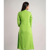 MAUKA - Green Rayon Women''s Front Slit Kurti ( Pack of 1 ) - None