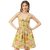 Moomaya Printed Spaghetti Strap Dress, Tie-Knot Knee Length, Flared Dress