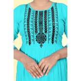 haya fashion - Turquoise Rayon Women's Straight Kurti ( Pack of 1 ) - None