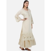 Floral Embroidered Pure Cotton Kurta with Sharara & Dupatta