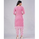 MAUKA Cotton Printed Kurti With Pants Women''s Stitched Salwar Suit - Pink ( Pack of 1 ) - None