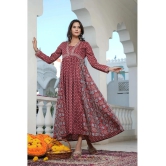 Vbuyz Cotton Printed Anarkali Womens Kurti - Maroon ( Pack of 1 ) - None