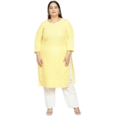 Queenley - Yellow Cotton Women's Straight Kurti ( Pack of 1 ) - None