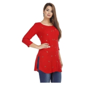 HIGHLIGHT FASHION EXPORT - Red Rayon Womens Straight Kurti ( Pack of 1 ) - M