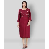 JC4U - Maroon Rayon Womens Straight Kurti ( Pack of 1 ) - 6XL