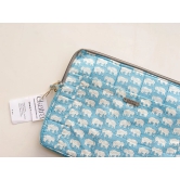 Sustainable Handmade Cotton Laptop Sleeve/Laptop Cover by Ekatra - Elephant Motif