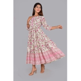 Smien Rayon Printed Anarkali Women''s Kurti - Pink ( Pack of 1 ) - None