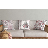 Chintz Garland Modern Chic Designer Velvet Cushion Cover (Red & Pink)