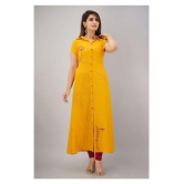 SVARCHI Yellow Cotton A-line Kurti - XL