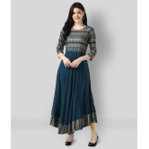 Estela - Blue Rayon Women''s Anarkali Kurti ( Pack of 1 ) - XL