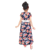 Zadmus Girls Printed Stylish Gown Dress (Blue,5 - 6 Years) - None