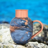DOKCHAN Beautiful Enameled Glossy Printed Design Copper Jug|Bottle with Handle Or Glass