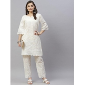 miravan - White Straight Cotton Women's Stitched Salwar Suit ( Pack of 1 ) - None