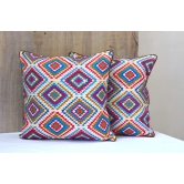 Bohemian Embroidered Multicolor Cotton Cushion Cover Size 16x16