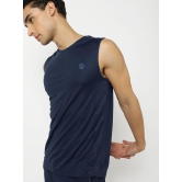 Men Navy Textured Sleeveless Sports T-shirt