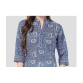 Meher Impex Cotton Blend Printed A-line Women''s Kurti - Blue ( Pack of 1 ) - None