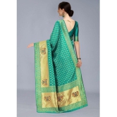 OFLINE SELCTION - Rama Cotton Blend Saree With Blouse Piece ( Pack of 1 ) - Rama