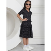 MINI & MING Girls Polka Dot Printed V-Neck Puff Sleeves A-Line Dress