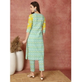 Antaran Cotton Printed Kurti With Pants Womens Stitched Salwar Suit - Yellow ( Pack of 1 ) - None