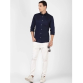 UrbanMark Mens 100% Cotton Full Sleeves Slim Fit All Over Solid Casual Shirt-Navy - None