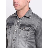 Rodamo Men Grey Slim Fit Washed Cotton Denim Jacket