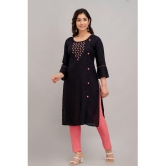 Kapadia - Black Rayon Women''s Front Slit Kurti ( Pack of 1 ) - None