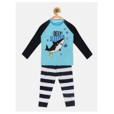 Lazy Shark - Navy Blue Cotton Blend Girls Night Suit Set ( Pack of 1 ) - None