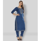 JC4U - Blue Straight Rayon Women's Stitched Salwar Suit ( Pack of 1 ) - XXL