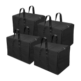 HOMETALES Big Clothes Nylon Storage Bag Organizer for Books Magazine, Stationery Paper, Document Toy Storage - (Black, 57x 36.8X 40.5 cm), Rectangular pack of 4