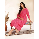 Janasya Cotton Printed A-line Womens Kurti - Pink ( Pack of 1 ) - None