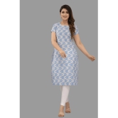 Frionkandy - Light Blue Cotton Womens Straight Kurti ( Pack of 1 ) - None