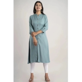 MAUKA - Turquoise Rayon Womens Front Slit Kurti ( Pack of 1 ) - L