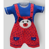 Zadmus - Red Cotton Dungarees For Baby Girl ( Pack of 1 ) - 0-6 Months