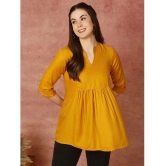 Antaran Rayon Solid Straight Womens Kurti - Yellow ( Pack of 1 ) - None